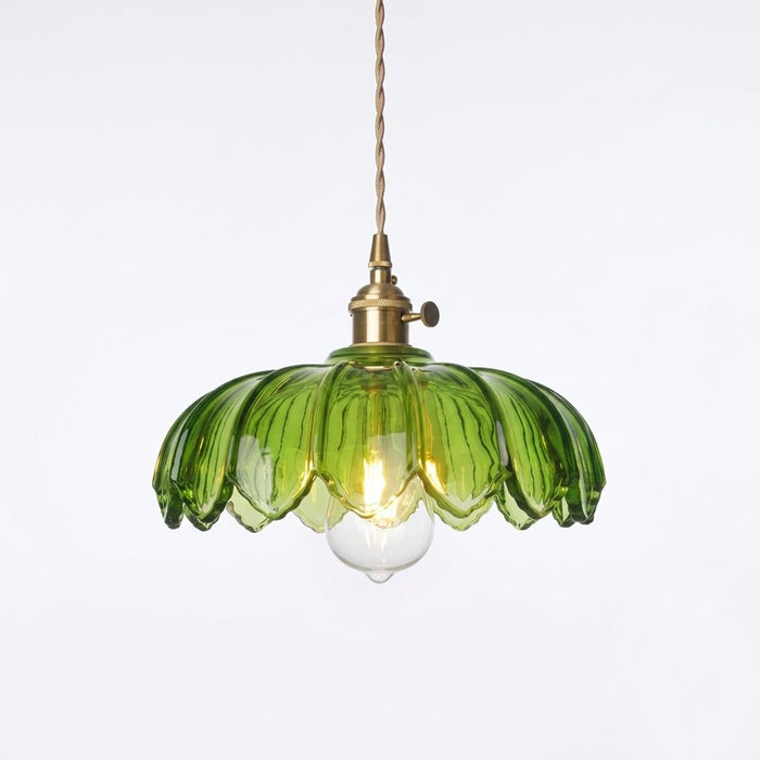 Floral Glass Pendant Light with Brass Fitting