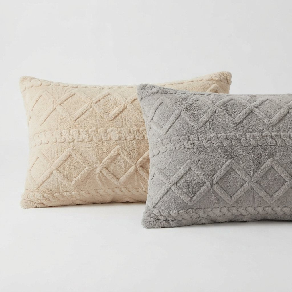 Fluffy Pillowcases Set of 2 – Textured Plush, 48x74 cm