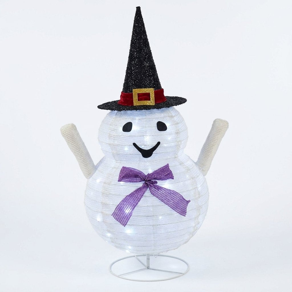 Foldable Light-Up Ghost Halloween Decoration with 40 White LEDs and Timer, 82 cm