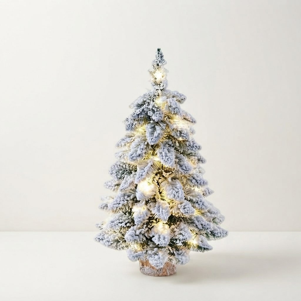 Frosted Mini Christmas Tree with Warm White LED Lights
