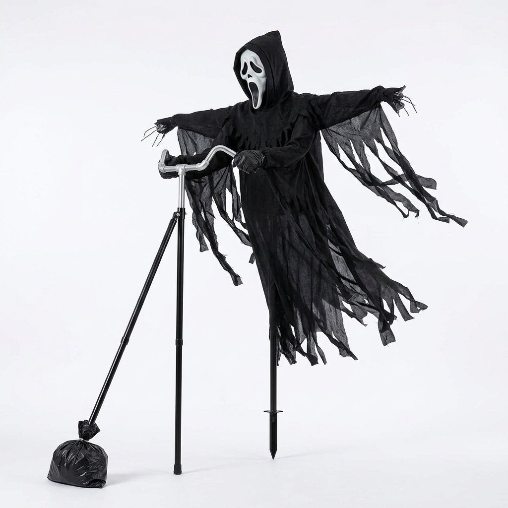 Ghostface Scarecrow Halloween Outdoor Decoration with Ground Stake and Pole
