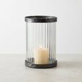 Glass and Aluminium Cylinder Hurricane Candle Holder