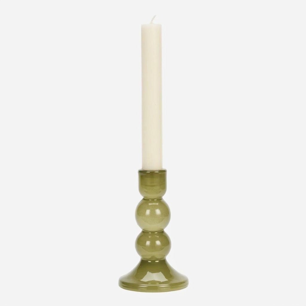 Glass Candle Holder in Olive, 2 sizes