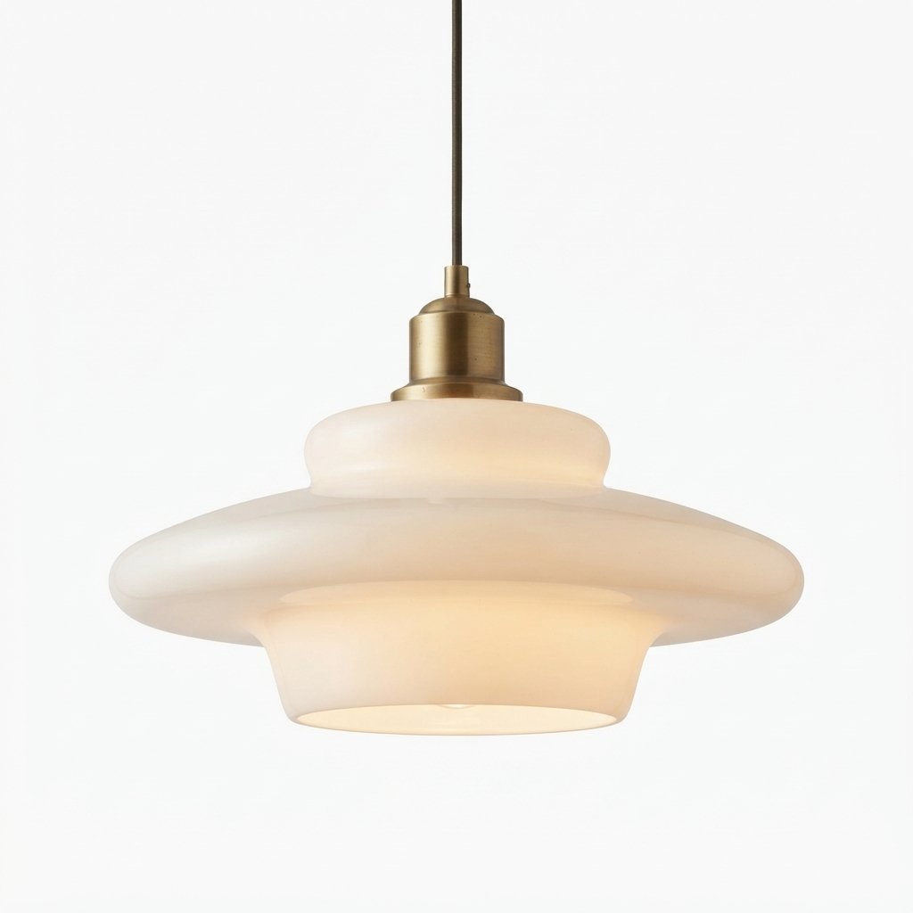 Glass Pendant Light, Mid-Century Tiered Shade, Three Shapes
