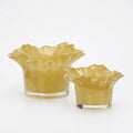 Glass Votives in Dusty Yellow, Set of 2