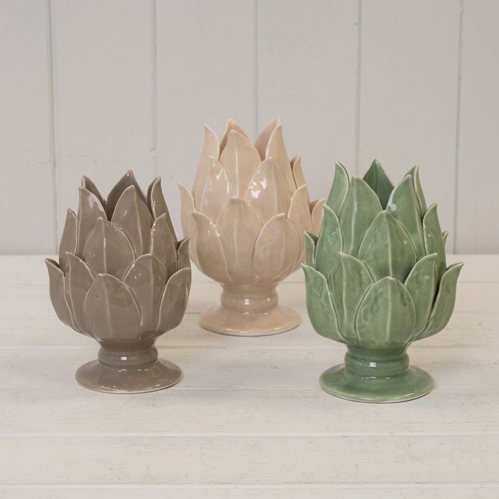 Glazed Artichoke Ceramic Tealight Holder