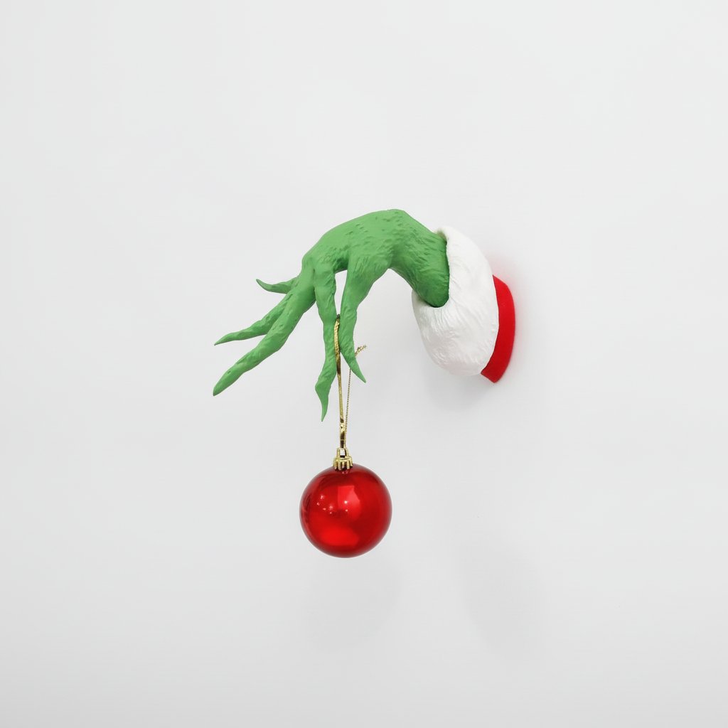 Green Monster Arm Christmas Wall Decoration with Santa Hat