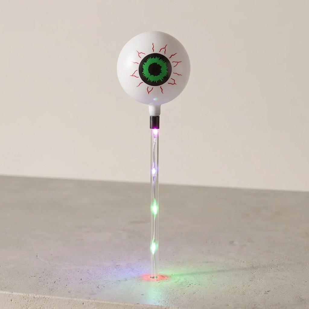Halloween Eyeball Solar or Battery Garden Stake Lights with LED Illuminated Stakes – Set of 6