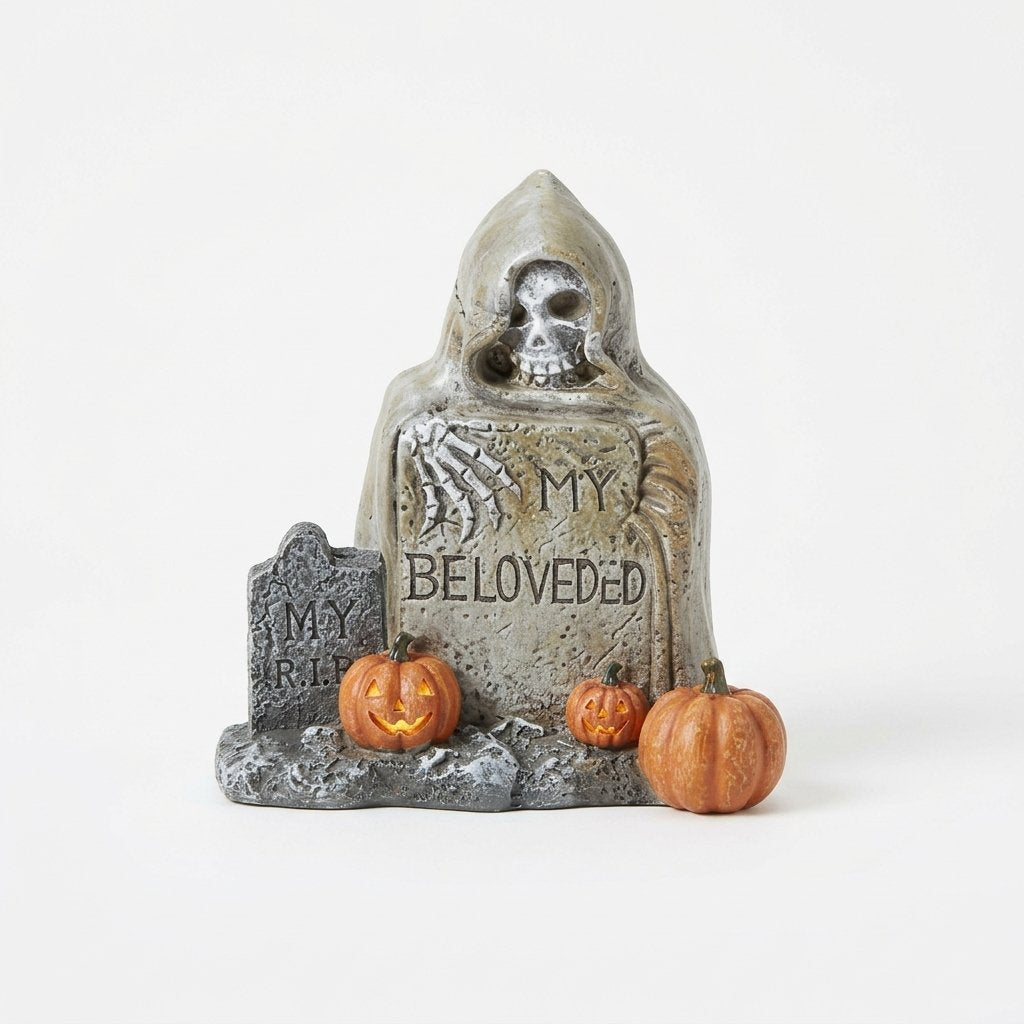 Halloween Miniature Tombstone Figurines for Tabletop and Shelf Displays