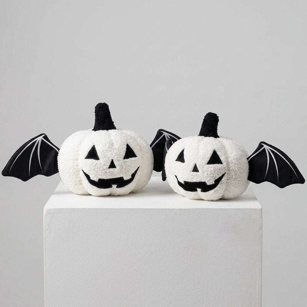 Halloween Pumpkin Plush Cushion with Bat Wings
