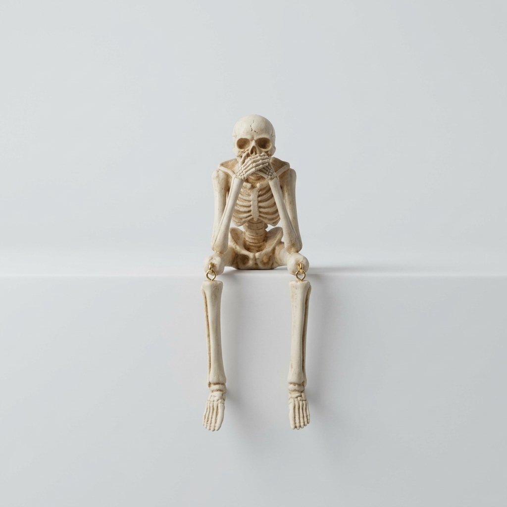 Halloween Skeleton Shelf Sitter Figurine with Dangling Legs and Poseable Joints