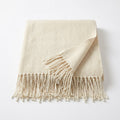 Herringbone Tassel Throw in Cream & Beige