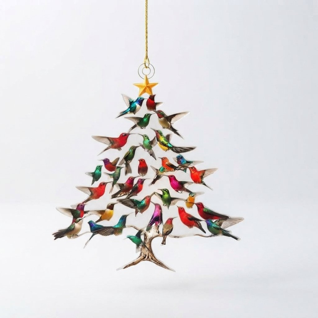 Hummingbird Christmas Tree Acrylic Ornament