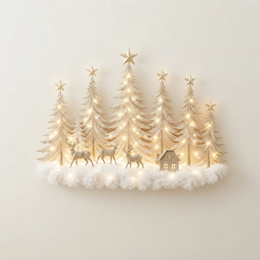 Illuminated 3D Winter Forest Wall Decoration with LED Lights