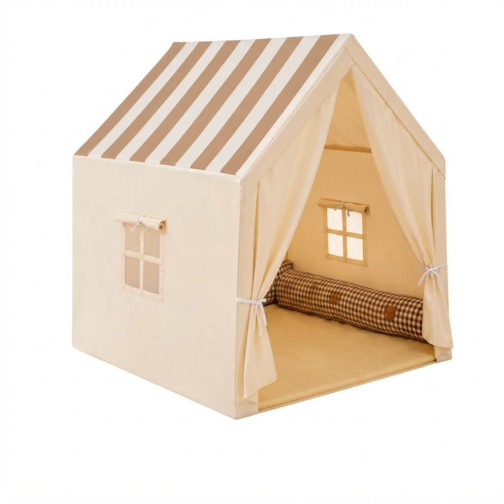 Kids Indoor & Outdoor Play Tent with Curtains and Mat