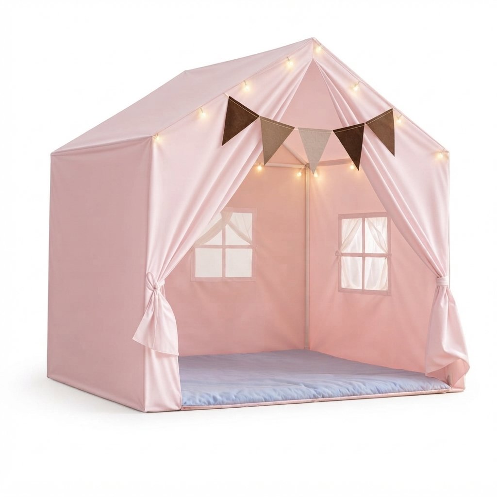 Kids Indoor Play Tent with Star Lights, Pink
