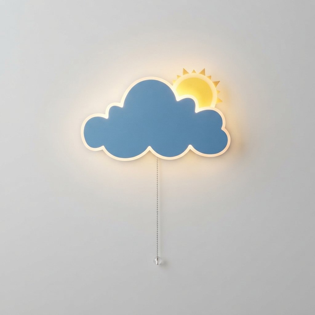 Kids' LED Wall Light – Cloud & Star Shapes, Pull Switch