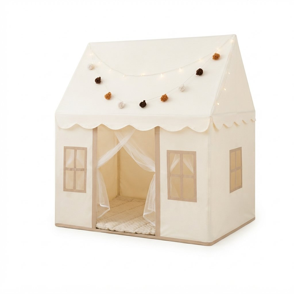 Kids Playhouse Tent with Lights and Padded Mat