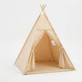 Kids Teepee Tent with Padded Mat and Pom Pom Lights