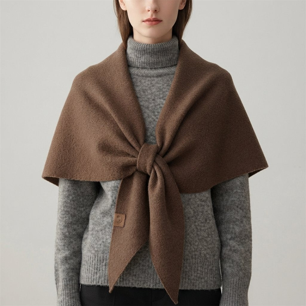 Knit Triangle Shawl Scarf, Wool-Feel, One Size