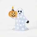 LED Ghost and Pumpkin Halloween Decoration with 50 White LEDs and Timer – Indoor and Outdoor