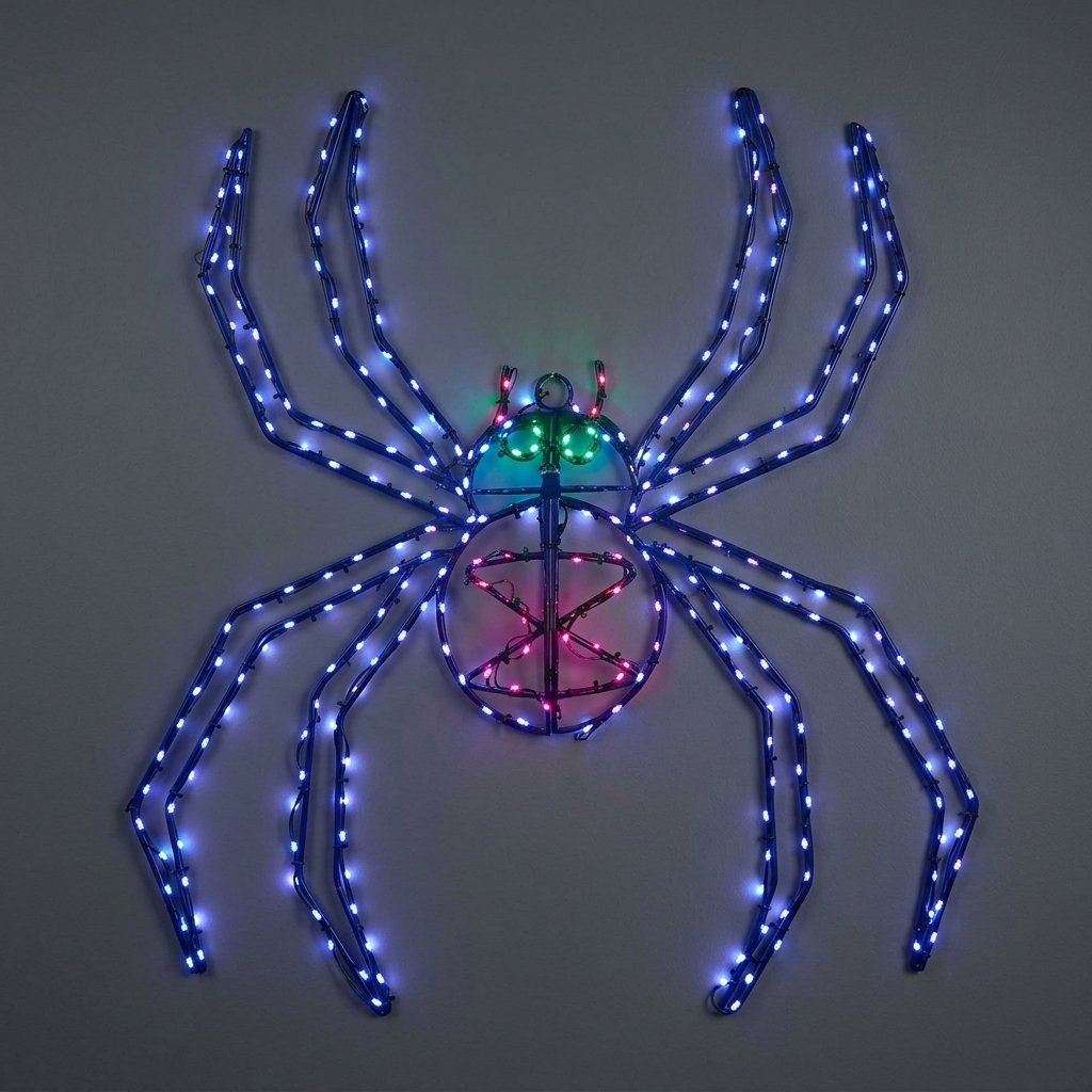 LED Metal Spider Halloween Decoration with Multicolour Micro Lights and Timer – Indoor and Outdoor
