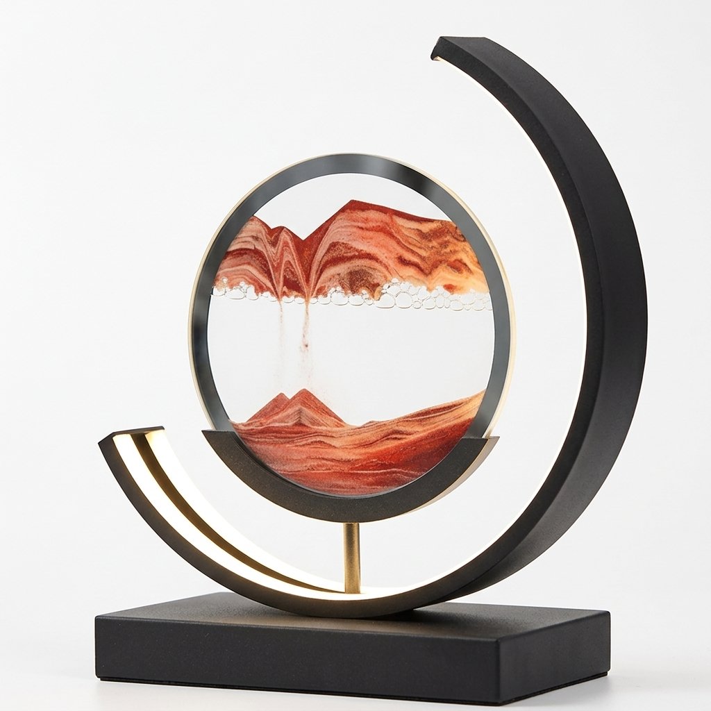 LED Sand Art Table Lamp with Circular Frame