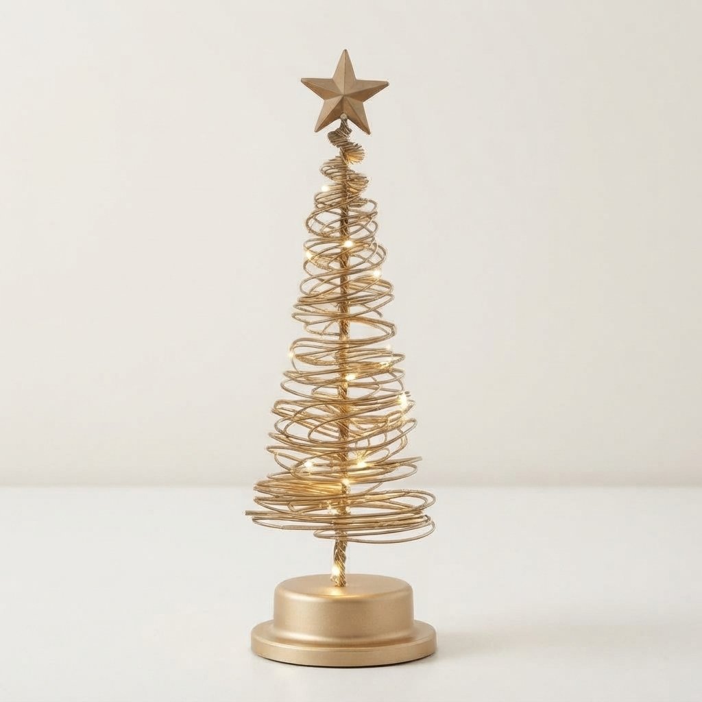 LED Spiral Christmas Tree with Warm White Lights, 33 cm