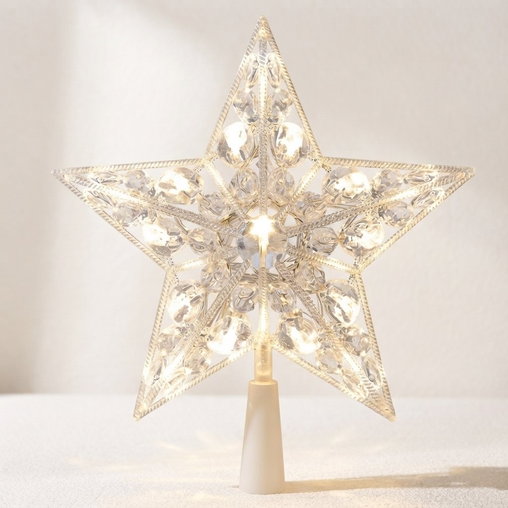 LED Star Christmas Tree Topper, Crystal Clear, 3D