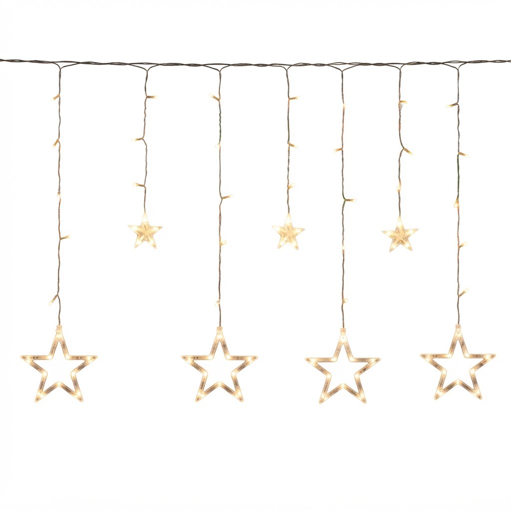 LED Star Curtain Lights, Warm White, Indoor & Outdoor