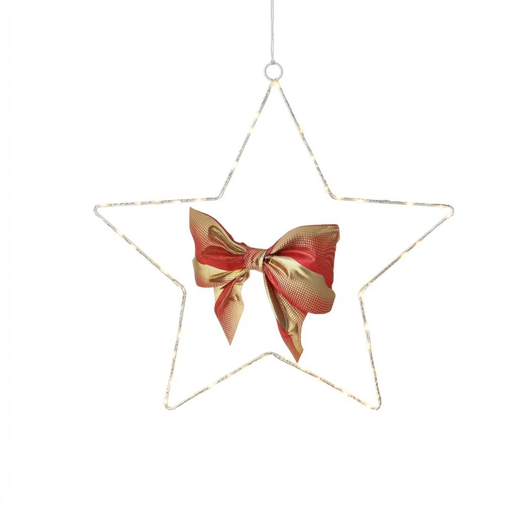 LED Star Light Decoration, Warm White, Metal Frame
