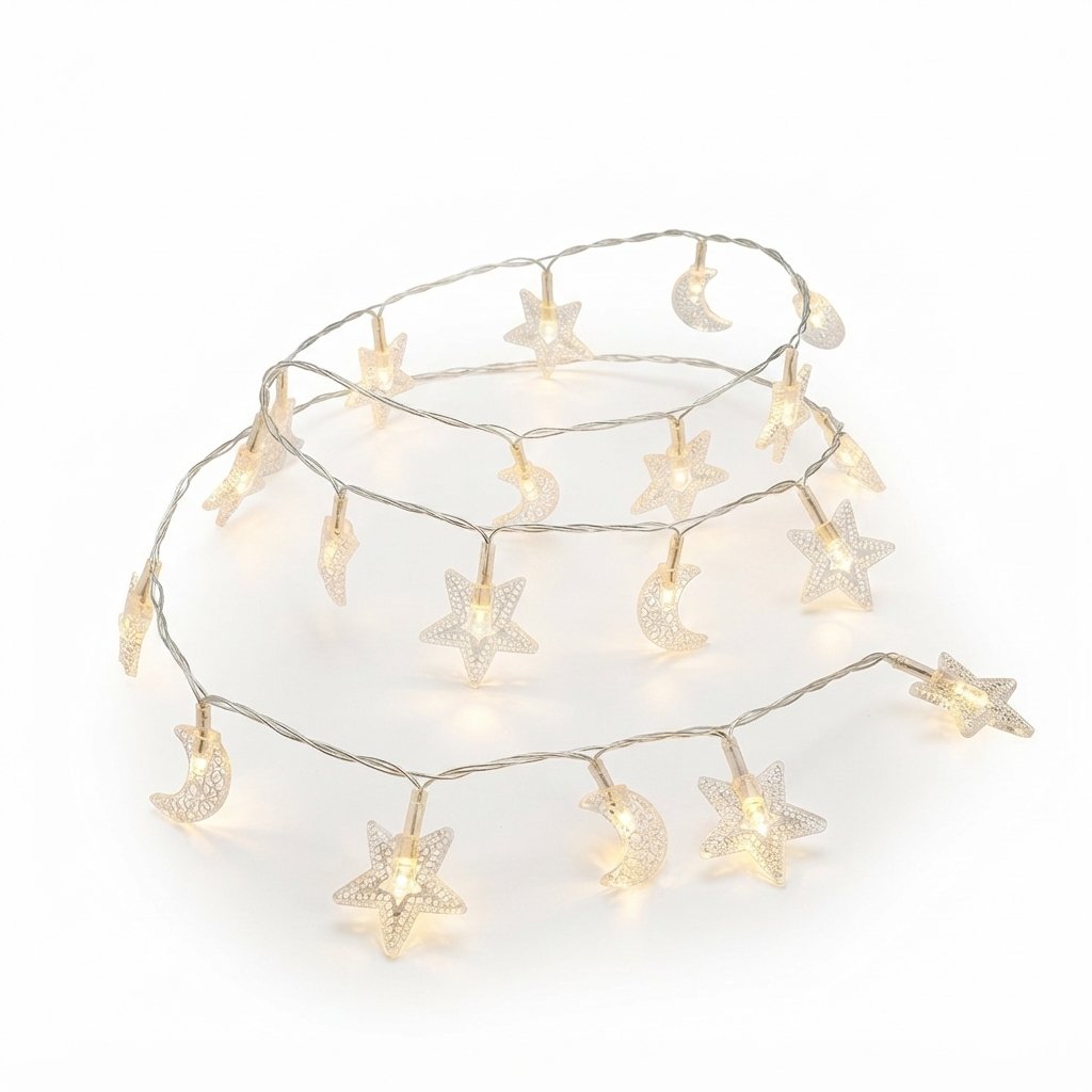 LED Star & Moon Fairy Lights, Warm White Indoor