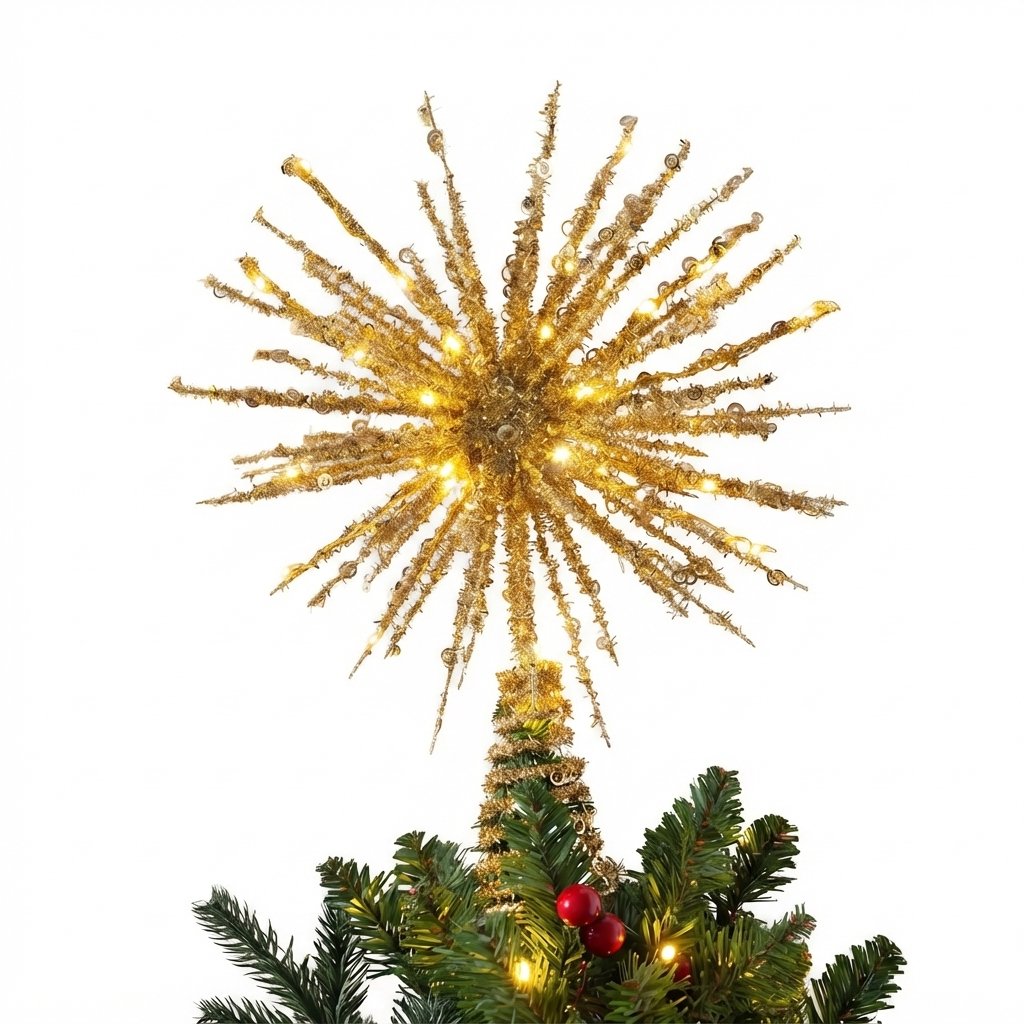 LED Starburst Christmas Tree Topper with Glitter Strands