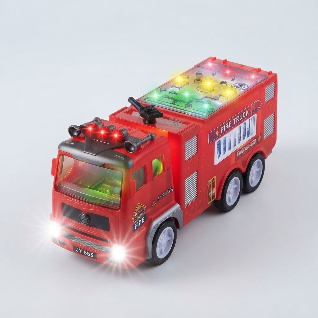 Light-Up Fire Truck Toy with Sounds for Kids 3+