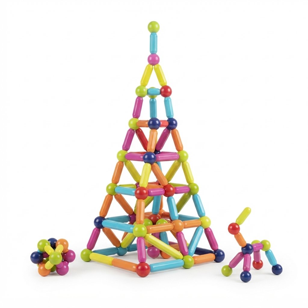 Magnetic Construction Set with Rods and Balls, 38–88 pcs