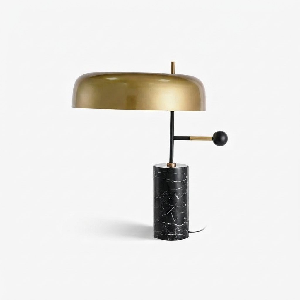 Marble Base Table Lamp, Black & Gold, E27