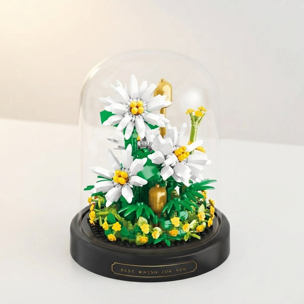 Micro Flower Building Block Set with Display Dome