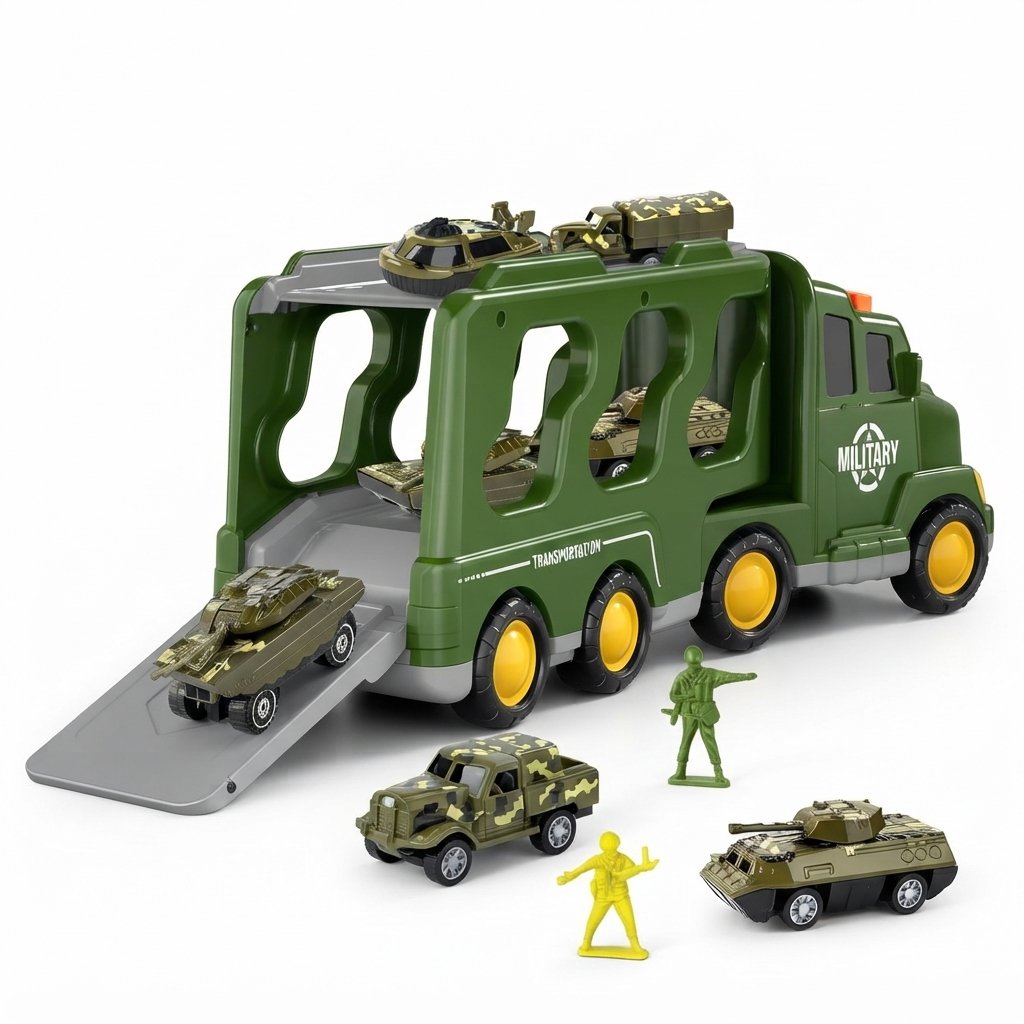 Military Carrier Truck Toy Set with Lights and Sound