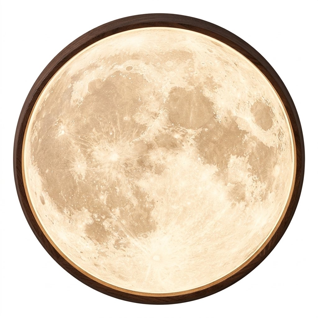 Moon Ceiling Light with Wood Rim, LED, 3 Sizes