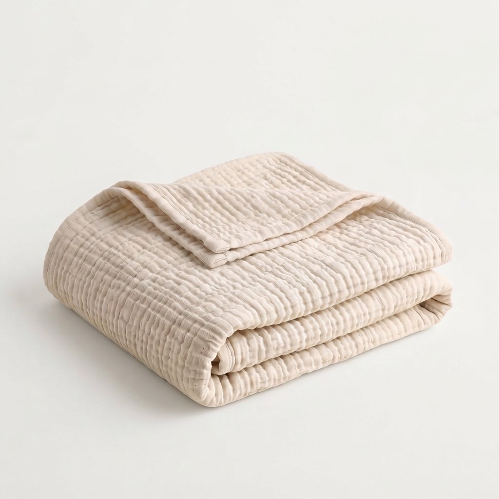 Muslin Cotton Throw Blanket, Multi-Layer Gauze
