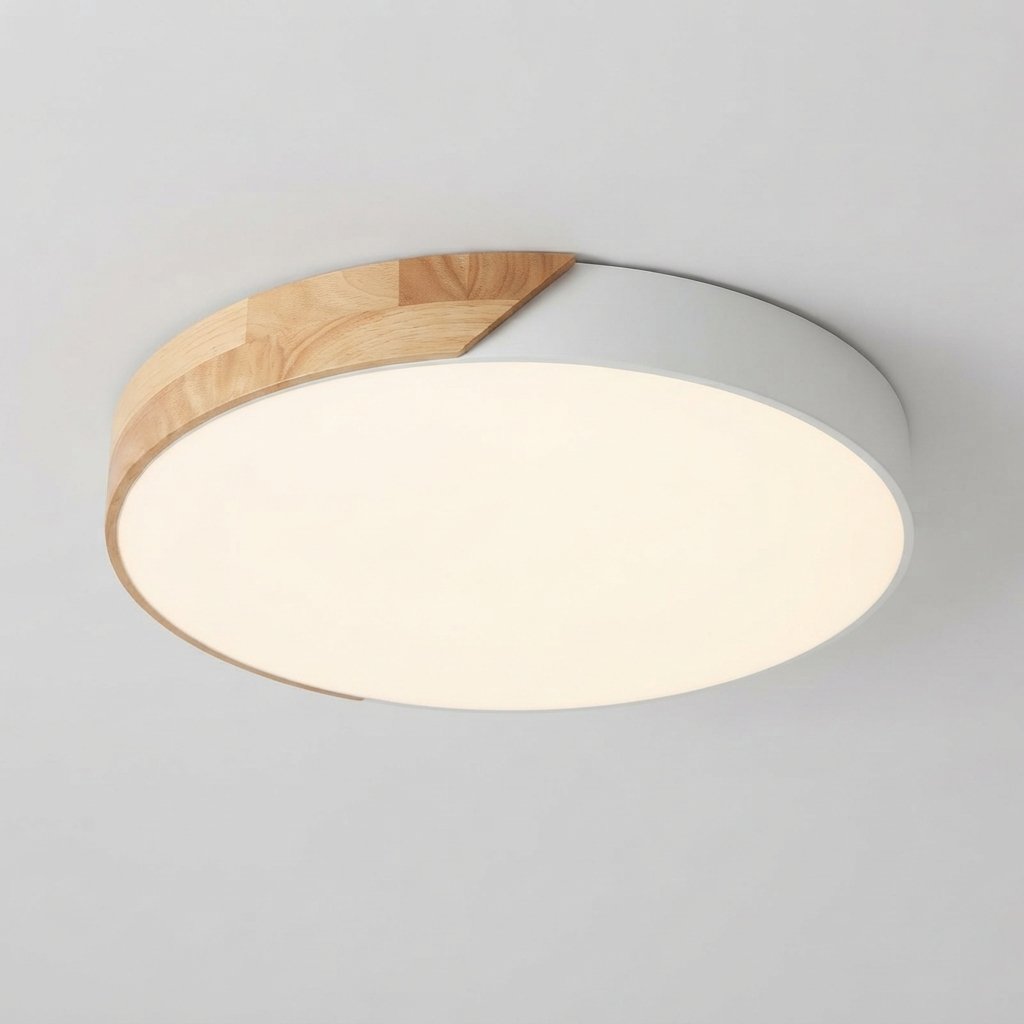 Nordic Wood & Metal LED Flush Ceiling Light