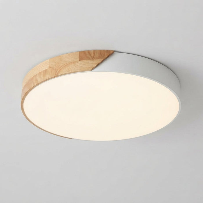 Nordic Wood & Metal LED Flush Ceiling Light