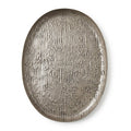 Oval Hammered Iron Decorative Tray, Antique Silver