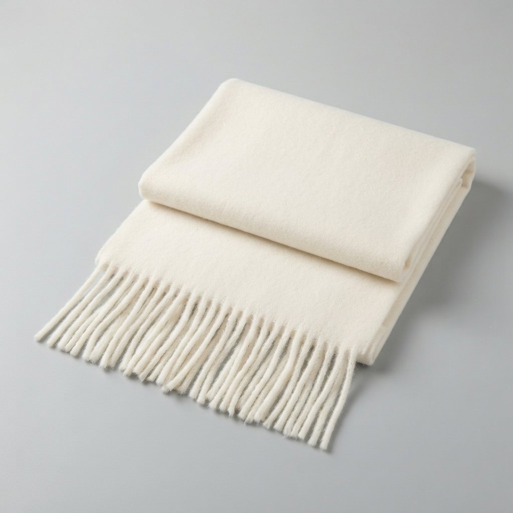 Oversized Blanket Scarf with Tassels – Soft Wool, White