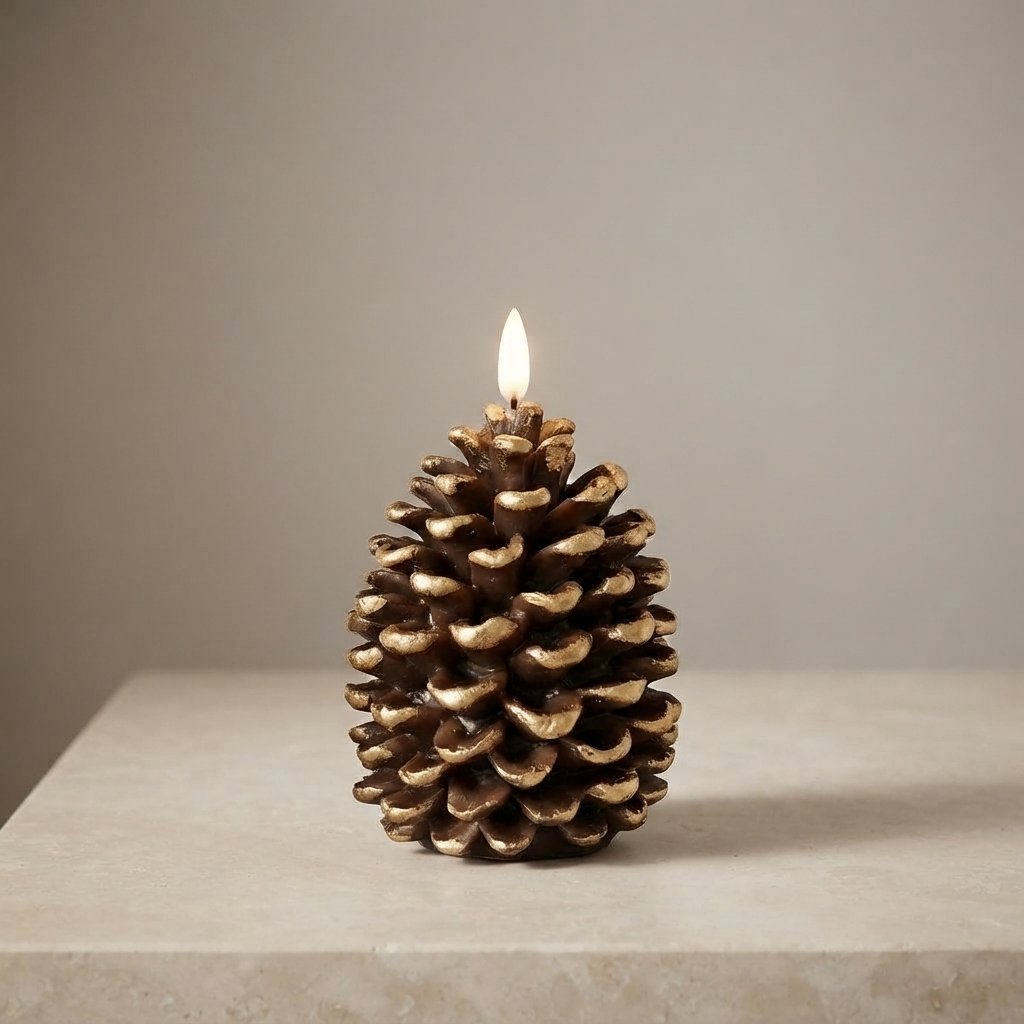 Pine Cone Flameless LED Candle, Warm Flickering Light
