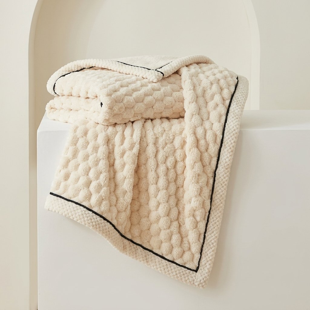 Plush Microfibre Throw Blanket, Bubble-Texture Fleece