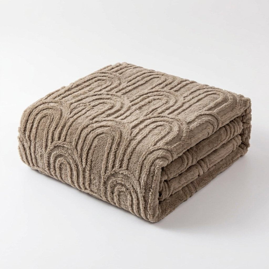 Plush Velvet Throw Blanket with Arch Emboss Pattern