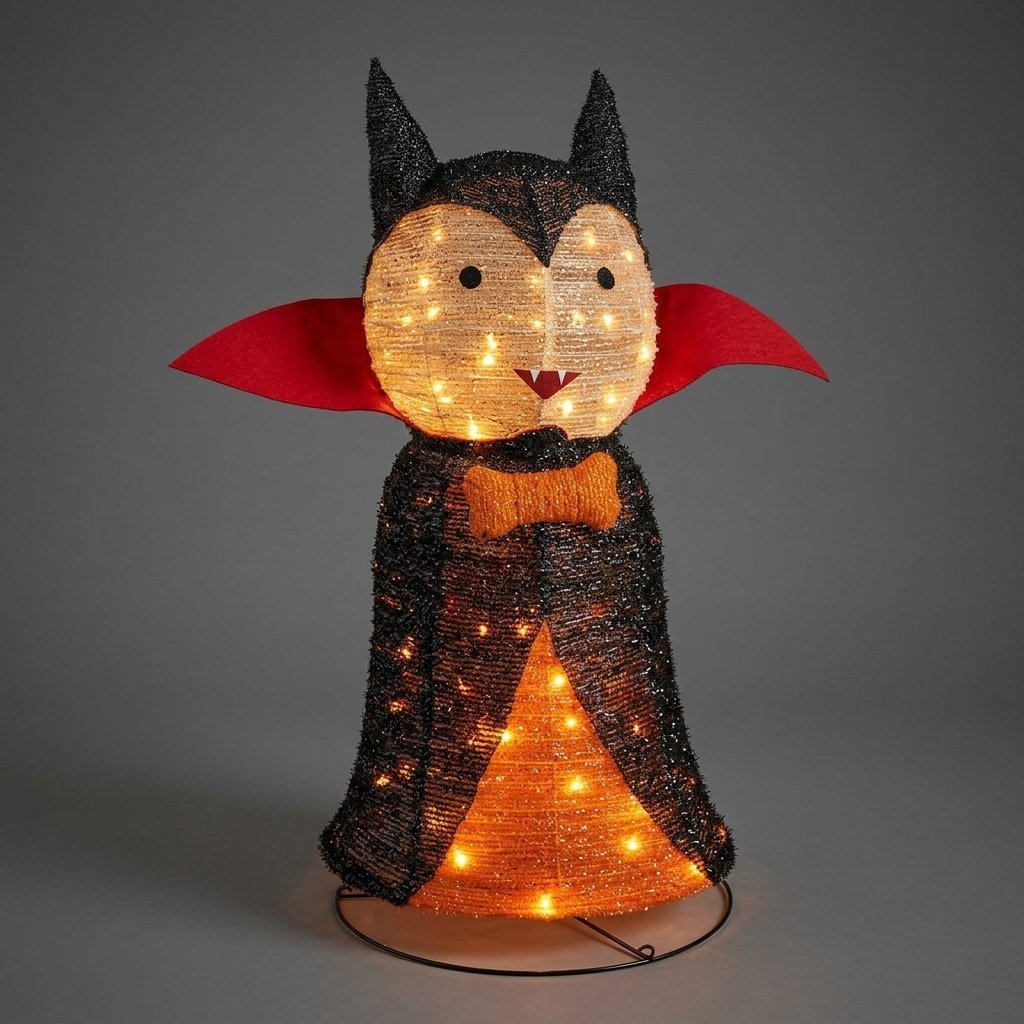 Pop-Up Foldable Illuminated Vampire Halloween Decoration with 80 Orange LEDs, 100 cm