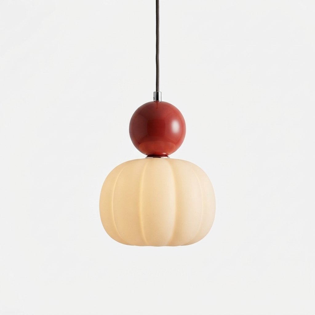 Pumpkin Glass Pendant Light with Spherical Accent