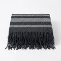 Pure Wool Throw Blanket in Dark Grey and Grey Stripe